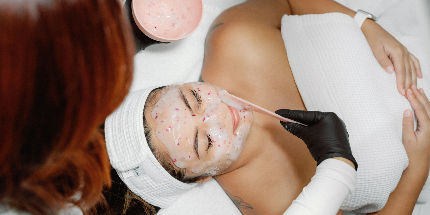 Esthetician giving a facial at Blush Bar in Stockton, CA