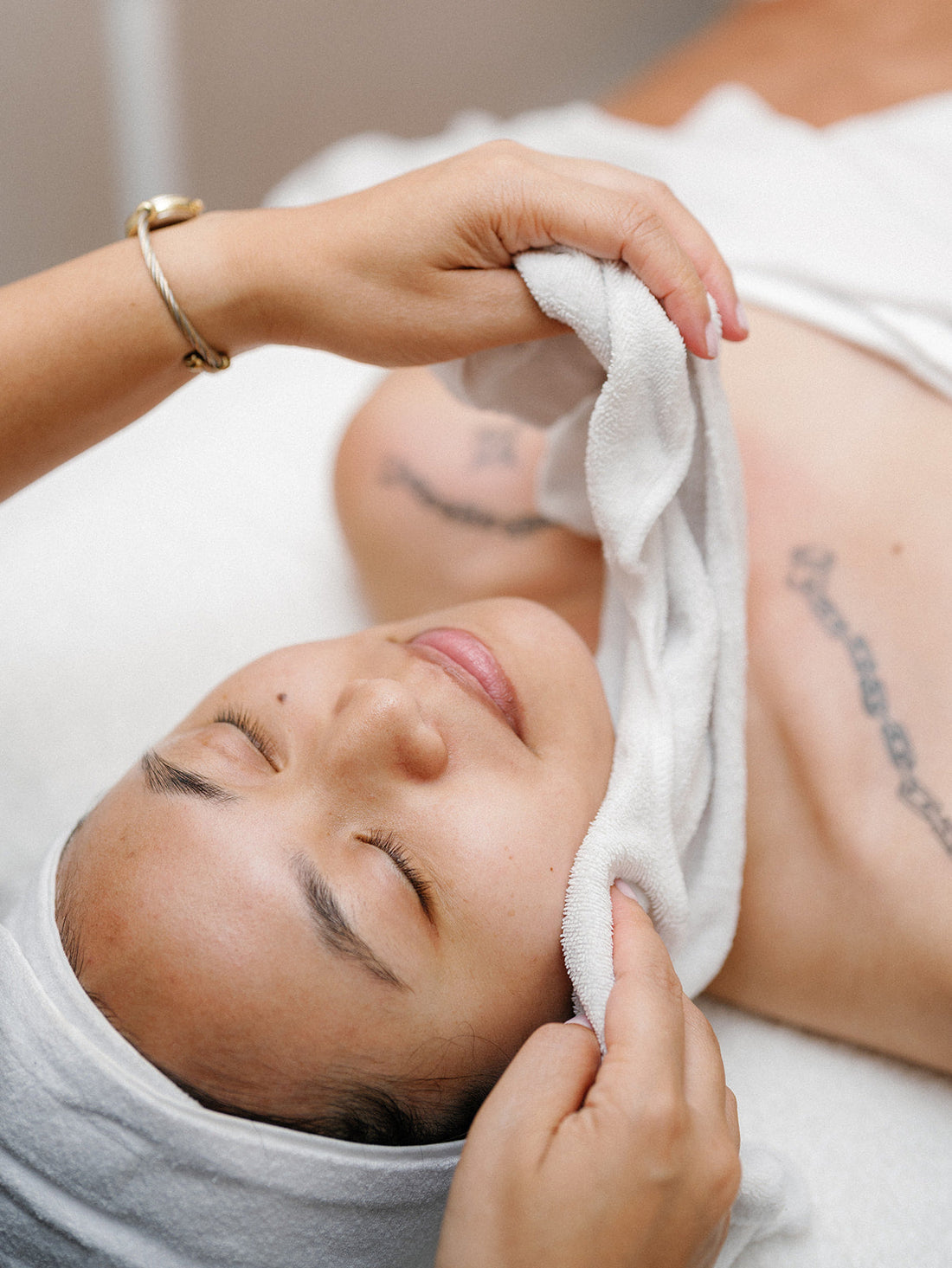 Woman getting a facial