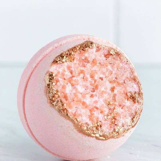 Geode Crystal Bath Bomb - Rose Quartz | crystal | gold pink